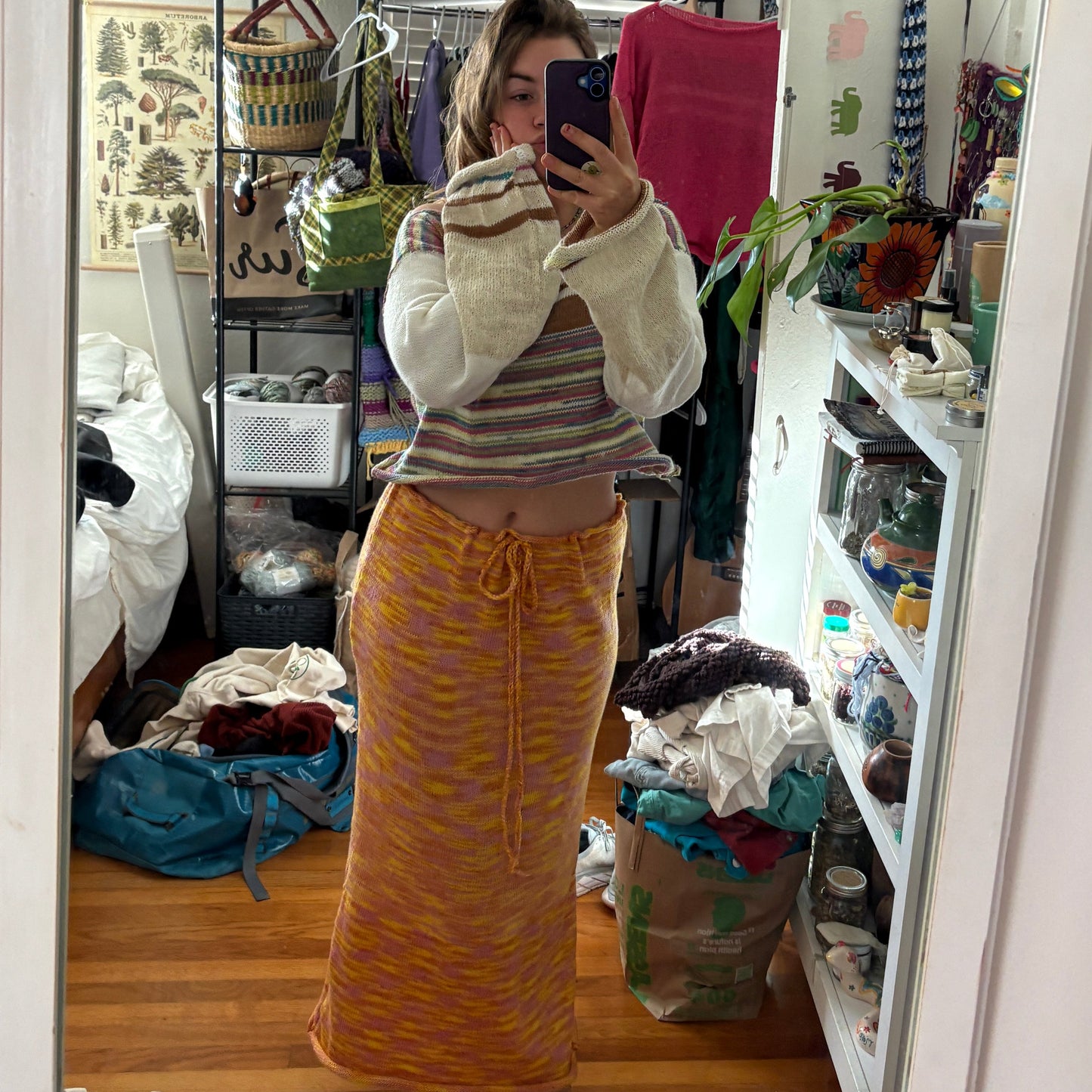 ORANGE SWEETIE KNIT MAXI SKIRT