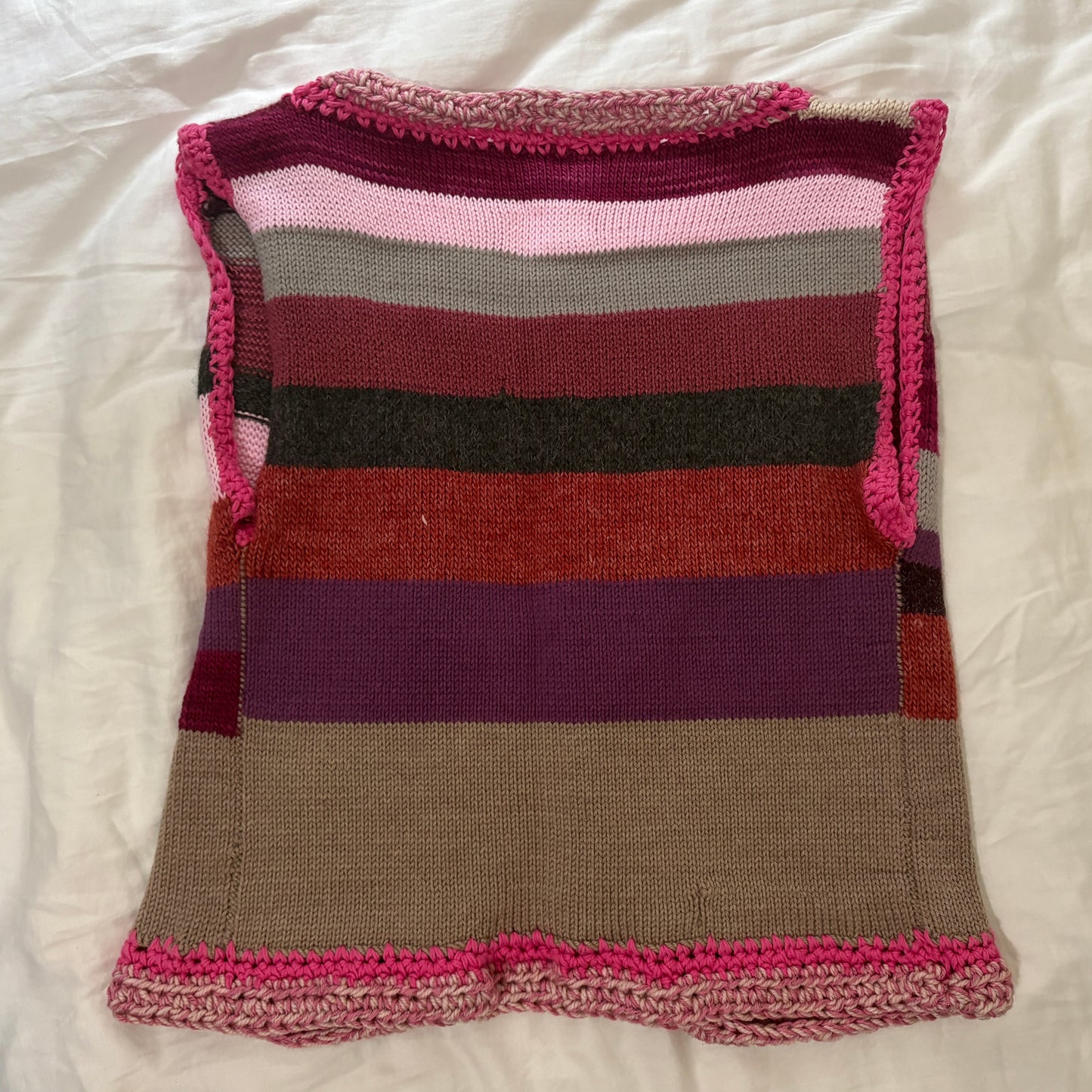 Berry Striped Knit Patchwork Vest
